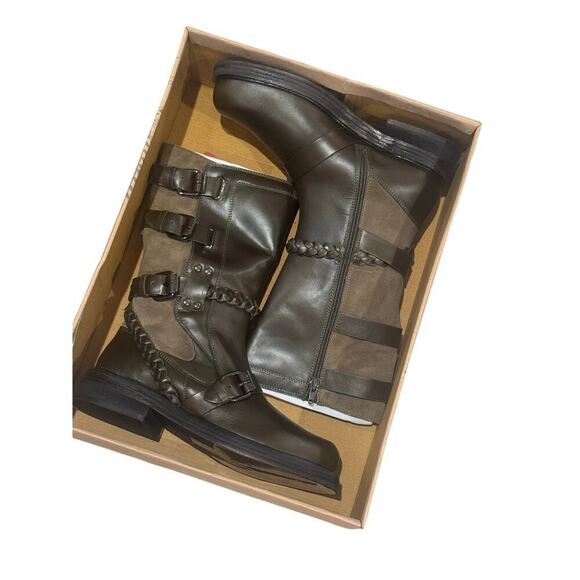 Free People Women's Billie Buckle Boots Leather Olive Green Size 8.5 NWB - Picture 6 of 10